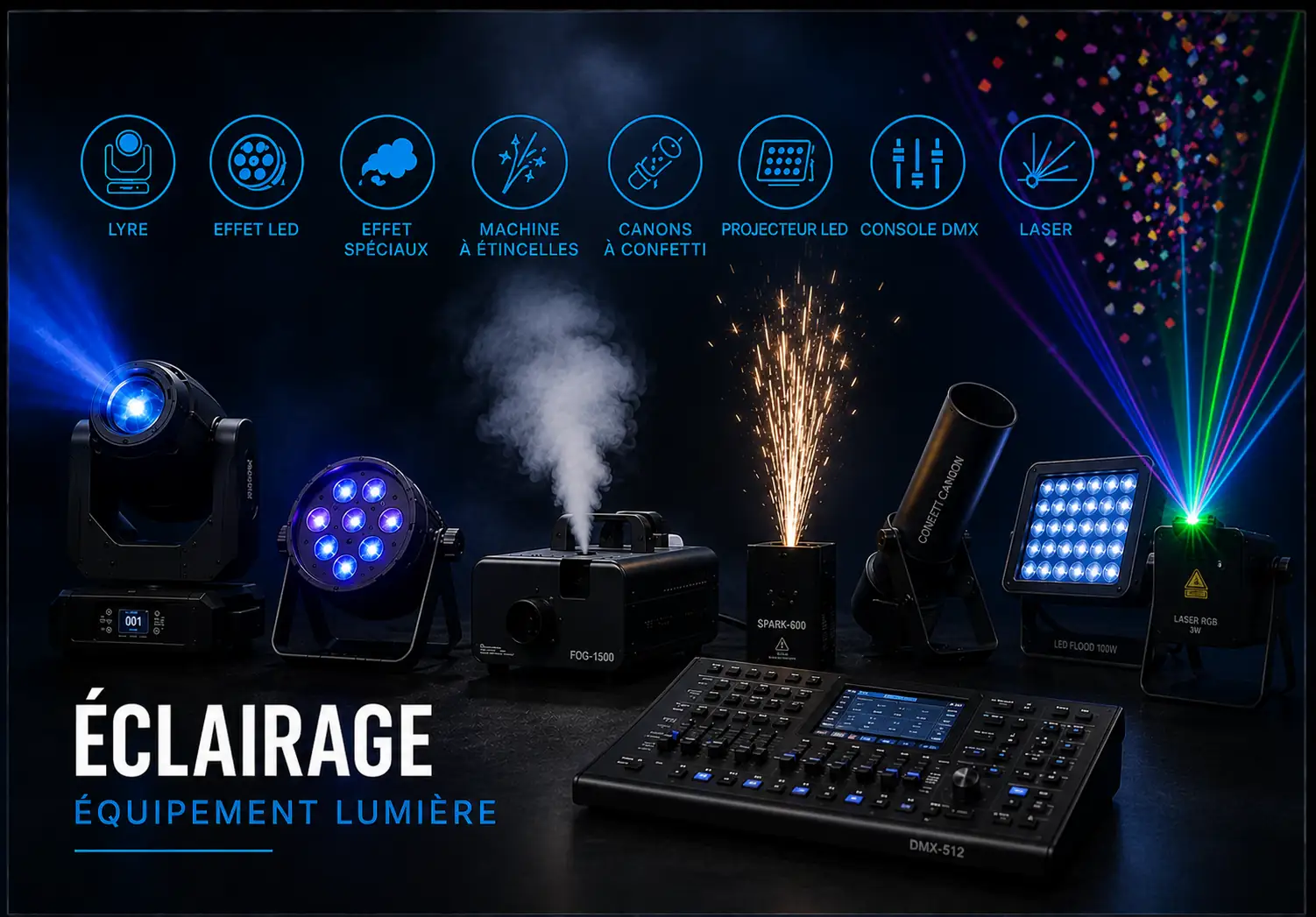 Location de 4 machines à étincelles froide